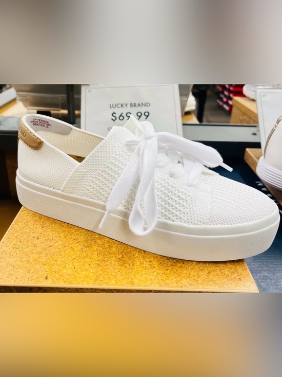 Lucky Brand Shoes - Lucky Brand White Knit Slingback Lace-Up Women's Sneakers